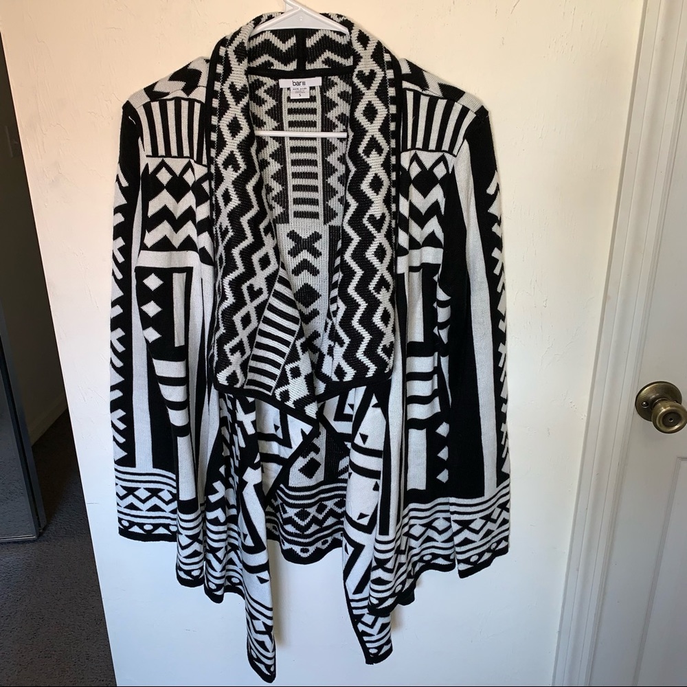 Bar III Aztec print Draped Waterfall Cardigan